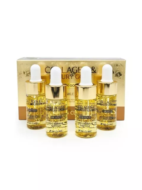3W Clinic Collagen & Luxury 24K Gold Anti-Wrinkle Ampoule 4pcs