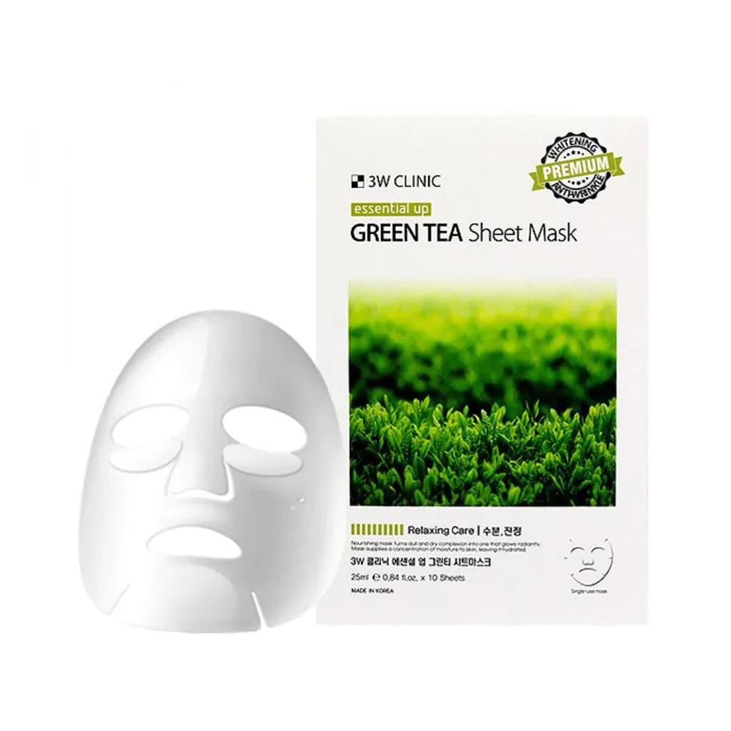 3W Clinic Essential Up Green Tea Sheet Mask 25ml