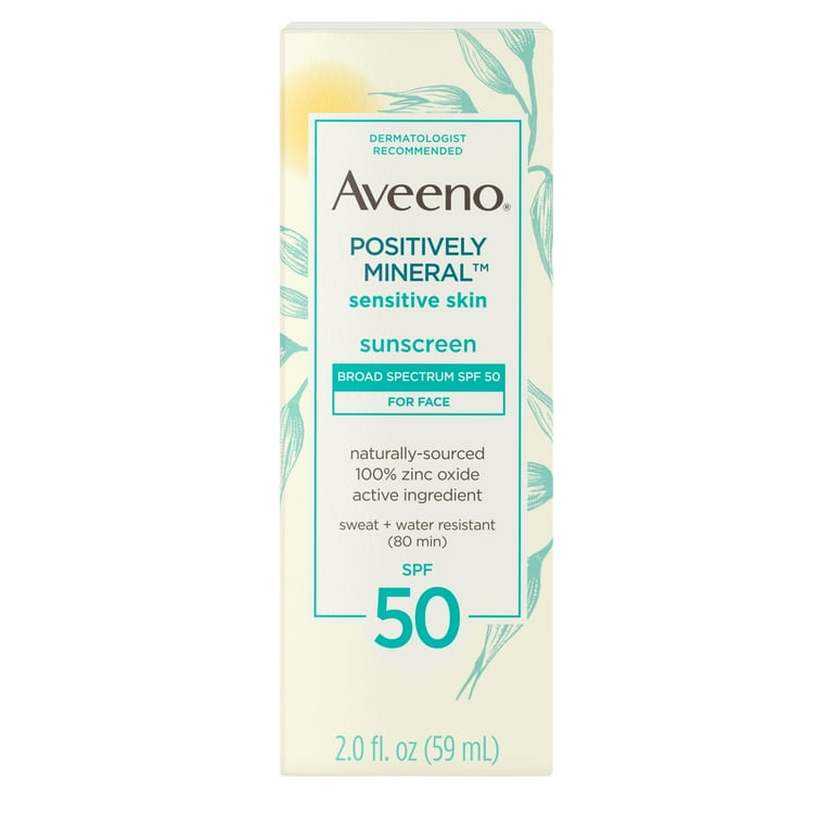 Aveeno Positively Mineral Sensitive Skin Daily Sunscreen Lotion for Face With SPF 50 59ml