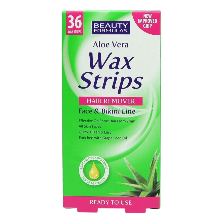 Beauty Formulas Aloe Vera Wax Strips For Face & Bikini Line 36 Strips