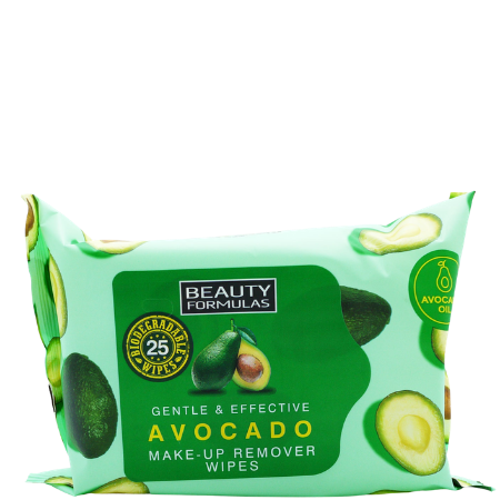 Beauty Formulas Gentle Avocado Makeup Remover Wipes 25pcs