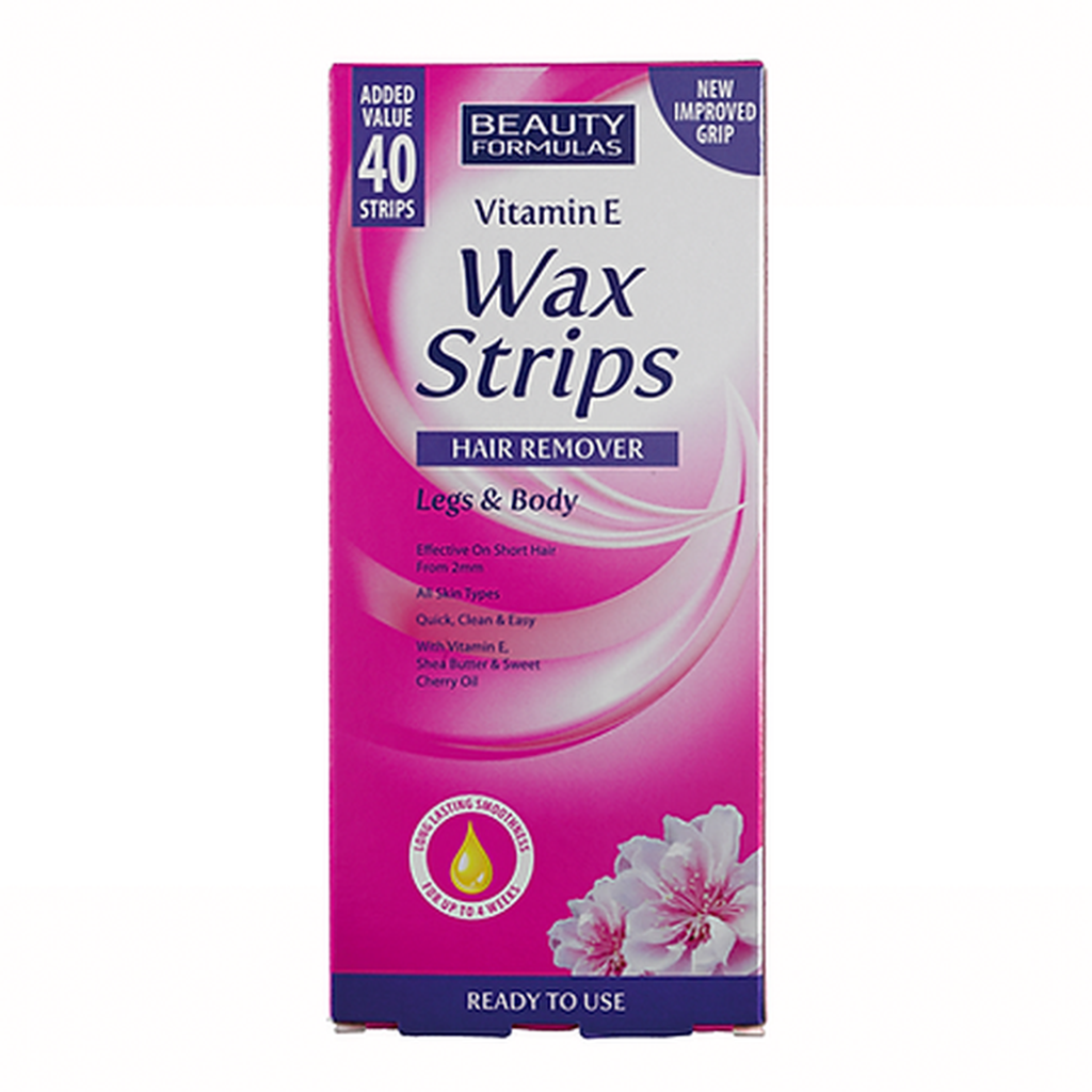 Beauty Formulas Vitamin E Wax Strips for Legs & Body 40 Strips