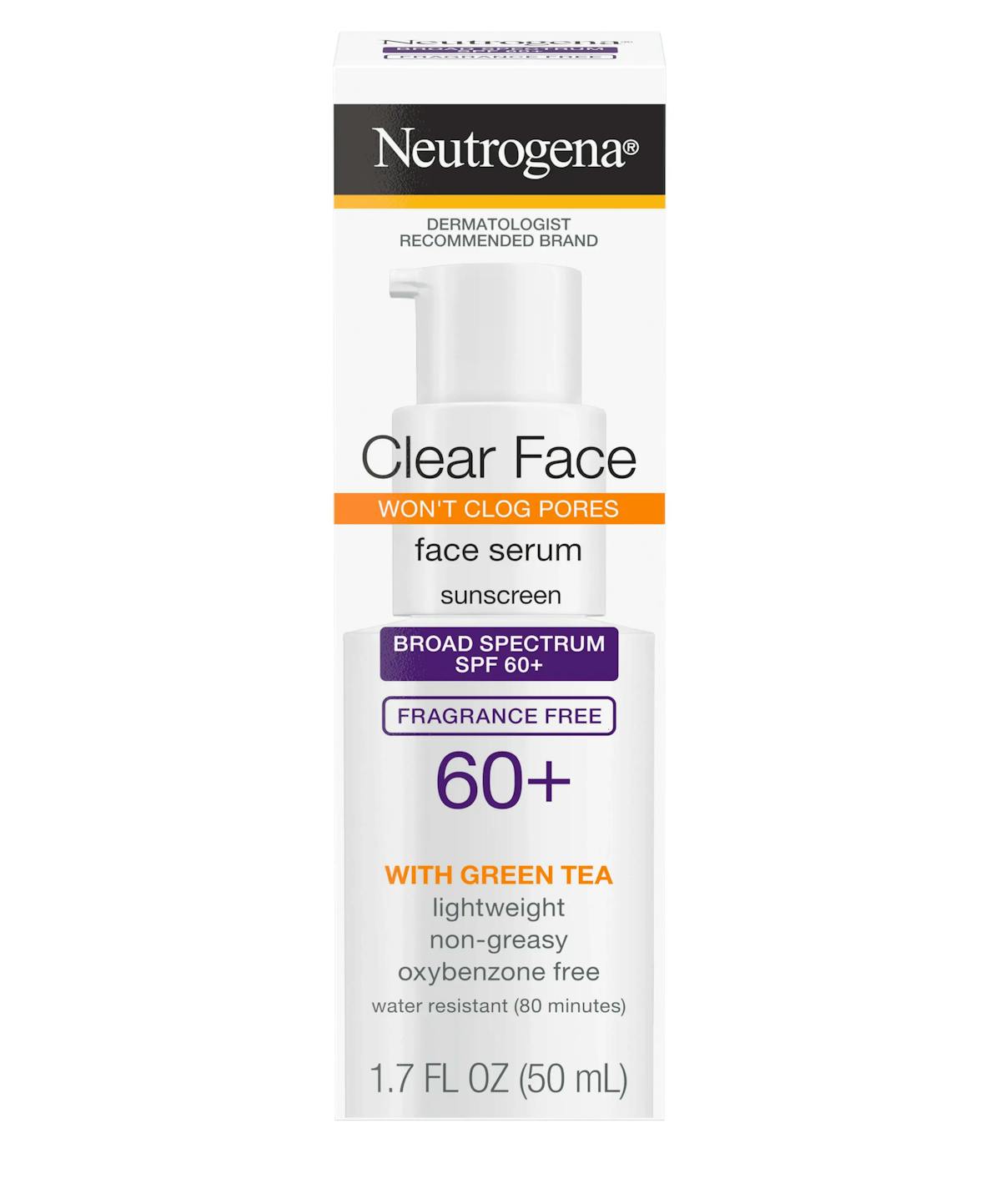 Neutrogena Clear Face Serum Sunscreen with Green Tea SPF 60+ - 50ml