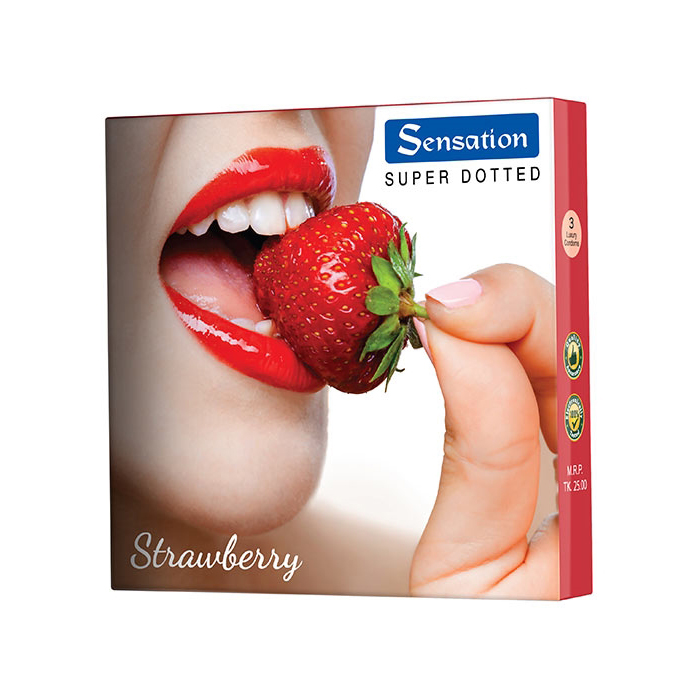 Sensation Super Dotted Strawberry Condom 3 pieces