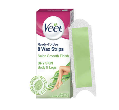 Veet Professional 8pcs Wax Strips with Aloe Vera & Green Tea Scent for Dry Skin - 8 Strips