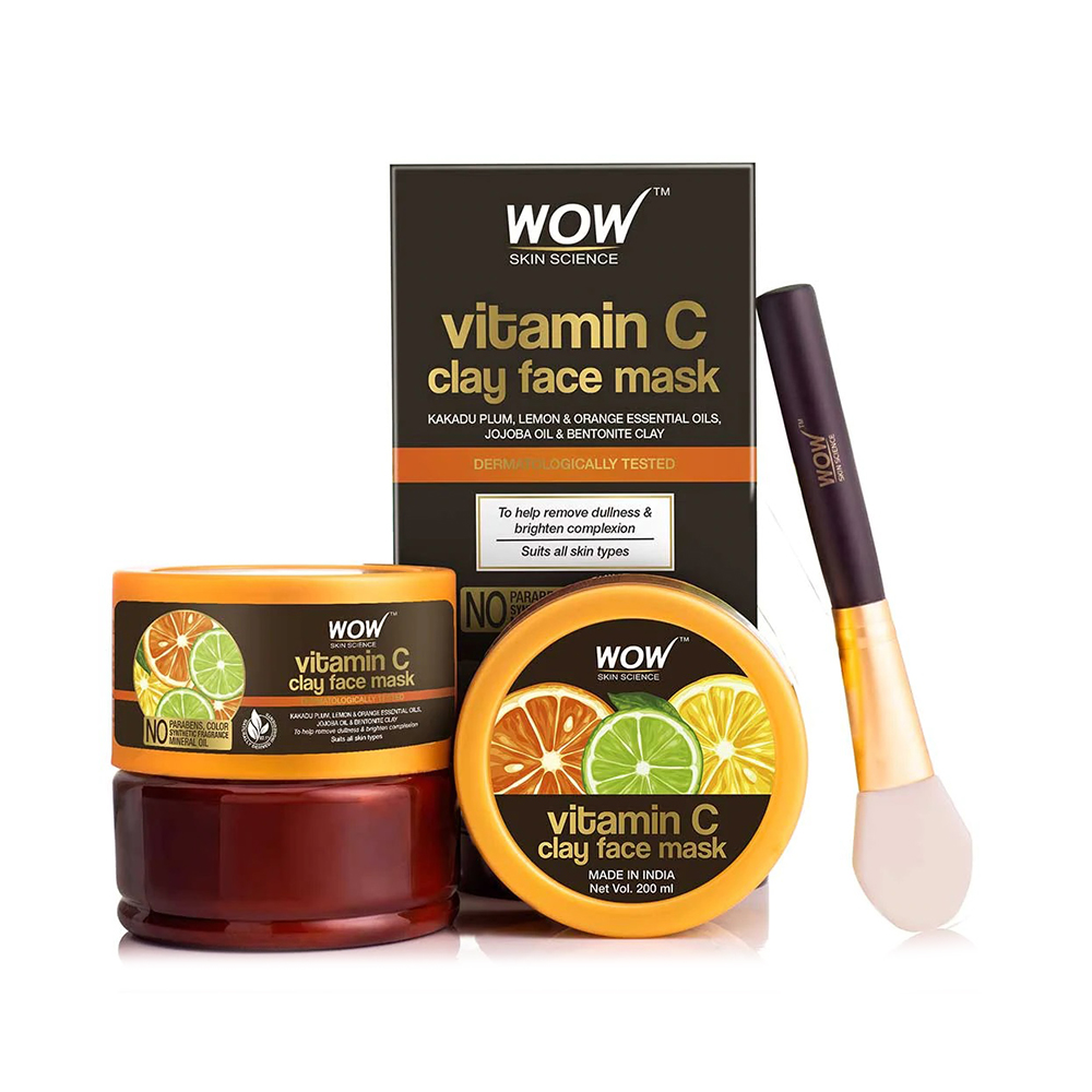 WOW Skin Science Vitamin C Clay Face Mask with Lemon & Orange Essential Oils